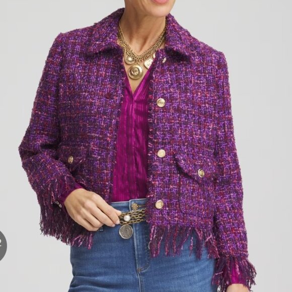 Nordstrom Classiques Entier "shaggy" Chanel-like fringe jacket - L - Picture 2 of 10